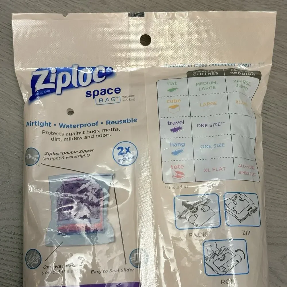 Ziploc Space Bags Vacuum Seal Airtight Waterproof Reusable Travel Bag 18”x 22.5”